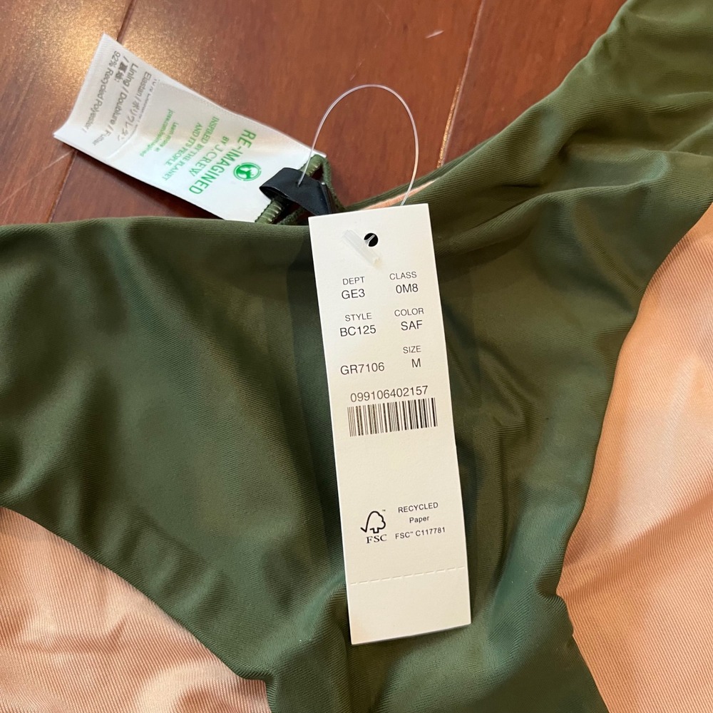 J.Crew Green Bikini Bottom Swim Olive Safari Solid BC125 New Size Medium - Picture 2 of 4